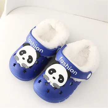 0-6y Otroci Mul & Maši Pozimi Baby Fantje Dekleta Sandali Dodaj Volne Toplo Karton Panda Plaži Copate Otroke Vrt Čevlji H17