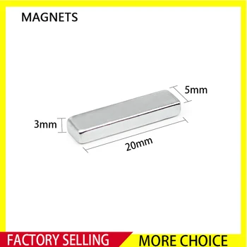 10/20/50/100/150/200PCS 20x5x3 Močan Blok Magneti N35 Stalno Neodymium Magnetom 20*5*3 Pravokotne Magnetom iz Redkih Zemelj 20x5x3mm