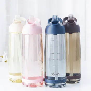 1000 ml Steklenica za Vodo S Slamo Prenosni Šport Shaker Telovadnici Steklenice Moja Pijača Srčkan Steklenica za Vodo Otroci Baby Waterbottle Drinkware