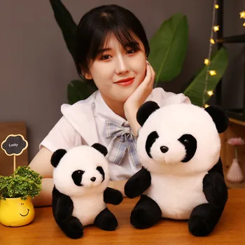 18-26 cm Lepo Sedel Big Panda Plišastih Igrač Srčkan Veren Bela Panda Nagačene Živali Kawaii Mehka Lutka za Otroke Darilo za Rojstni dan