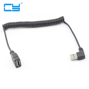 1m 3 M USB 2.0, Moški-ženski Kabel Podaljšek Kabla USB Desno 90 Kota Navito Spiralo Pomlad Podatki Kabel za Polnjenje