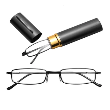 1PC Unisex Mini Prenosni Obravnavi Očala s Kovinskimi Primeru Tanek Kovinski Okvir Spomladanski Tečaj Presbyopic Očala Vision Care+1.0~4.0