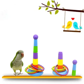 1Set Pisane Obroči Nastavljiv Razvoj Interaktivne Igre Hišne Potrebščine za Parrot Mini Ferrule Igrača Aktivnost Usposabljanje Orodja 0