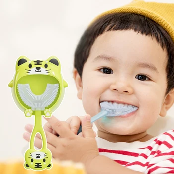2-12Y Otroška zobna ščetka 360-Stopinjski v obliki črke U Ščetko Otroci Silikonski Teethers Baby Krtačo Zobe Ustno Nego, Čiščenje Baby Predmeti