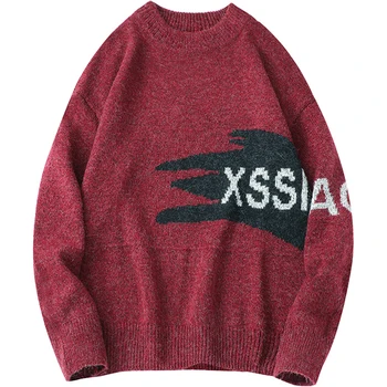 2022 japonski slog hip hop ohlapen pulover prevelik pulover pleten ženske in moške, božična puloverji jersey unisex skakalec 010