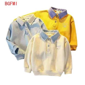 2022 Korejski Otroci Pomlad Moda Dolg Rokav Baby Boy Srajce Jeseni Polo Majice Otroci Vrhovi Baby Dekle Oblačila Bombaž Puloverju