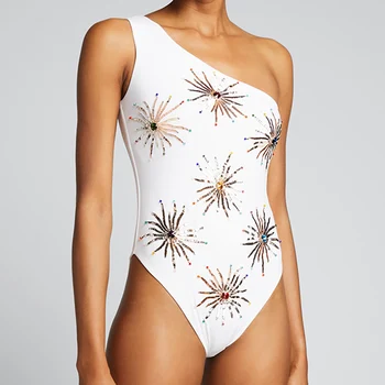 2022 Novo Ramenski Barva Slim Bikini Tiskanje Elegantno Preprost Plažo Eno Telo Backless Bazen Nositi Ženskih Brezhibno Preplete