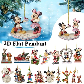 2D Ravno Disney Mickey Miške Minnie Slika Božič Obesek Xmas Tree Dekor Viseči Okras Doma Božič Stranka Dekor Darilo