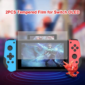 2pcs Za Nintendo Preklopite Zaslon OLED Zaščitno folijo Stražar, Kaljeno Steklo Film Fit Zaščitnik igralne Konzole Dodatki