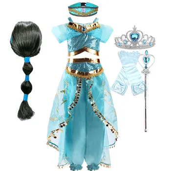 3-10 Let Dekle Jasmina Obleko Otroci Perzijski Princess Kostum Otrok Jasmina Cosplay Halloween Kostum Baby Dekle, Princesa Obleko