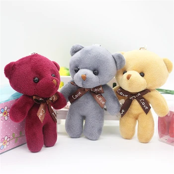 30pcs 12 cm, Mala Polnjene Mini medvedki dekoracijo ključnih Verige Anime obesek Igrač, Plišastih, roza, siva, rjavo pisano teddies medved