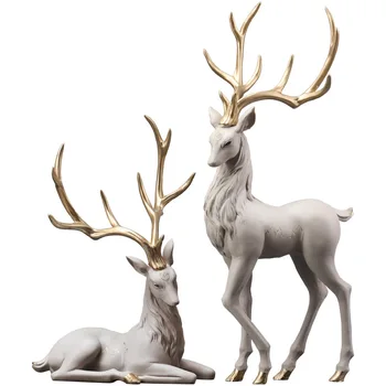 35-55 cm Božič Jelena Številke Jelenov Kipi Jelenov Elk Okraski Živali Figurice dnevni sobi doma dekor smolo tabela