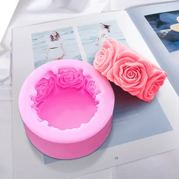 3D Milo Plesni Krog Rose Cvetje Oblike Silikona Milo Plesni Torto Dekoracijo Sveča Plesni DIY Milo, zaradi Česar Fondat Torto Sveča Plesni