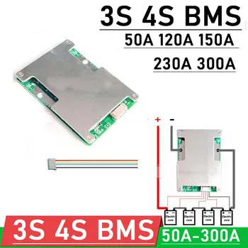 3S 4S BMS 12V 50A 120A 150A 230A 300A 18650 Li-ion LifePo4 Baterija Litij-Protection Board W Bilance avto start RV Inverter