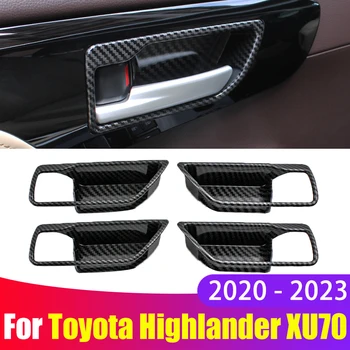 4PCS Za Toyota Highlander Kluger XU70 2020 2021 2022 2023 Avto Notranja Vrata Ročaj Skledo Cover Prevleko iz Ogljikovih Vlaken ABS dodatna Oprema