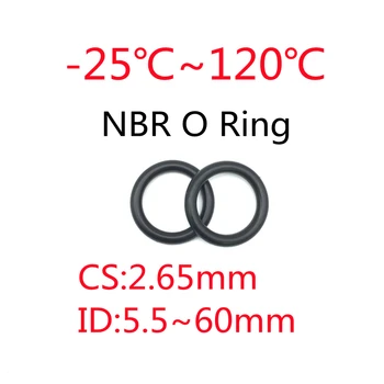 50pcs Black O Ring Tesnilom CS 2.65 mm ID 5.5 ~ 60 mm NBR Avtomobilskih Nitrilna Guma Krog O Vrsto Korozije Olje Odporne Pečat za Pranje
