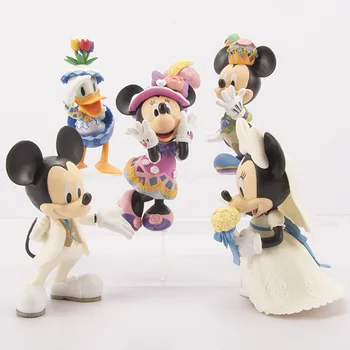 5Pcs/Set Disney Risank Anime Mickey Mouse, Donald Duck Akcijska Figura, Igrače PVC Model Lutke Dekoracijo Zbirka Za Otroke Darila
