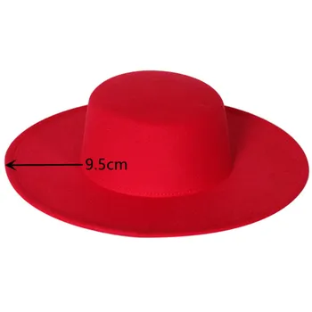 9.5 cm roba fedora klobuk pozimi klobuk ravno robna ravno top jazz klobuk barva ravno strani unisex jazz klobuk na debelo шляпа женская