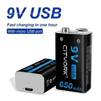 9V 650mAh baterija li-ionska Akumulatorska baterija Micro USB, Baterije 6F22 9v litij-Multimeter za Mikrofon Igrače, Daljinsko upravljanje KTV uporabo