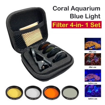 Akvarij Objektiv Fish Tank Telefon Objektiv Kamere Filter 4 v 1 Makro Objektiv Rumena Leča Filter Coral Reef Aquarium Univerzalni