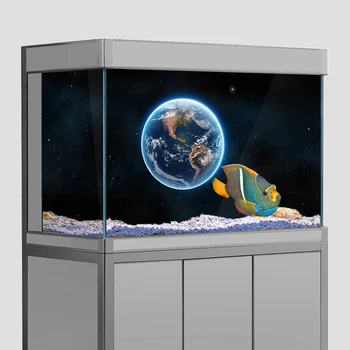 Aquarium Fish Tank Ozadju Nalepke,Planetu Zemlji Prostor HD Tiskanje Ozadje Ozadje Okraski PVC Krajine Plakat