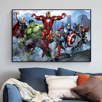 Avengers Platno Wall Art Tisk Slikarstvo Marvel Junakov Thor Captain America, Plakati, Slike Dnevna Soba Dekor