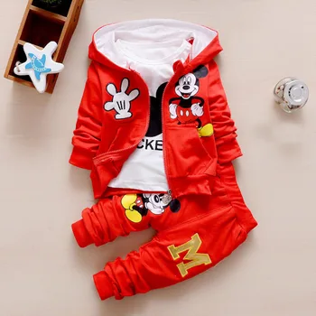 Baby Dekleta Fantje Mickey Minnie Kompleti Oblačil za Pomlad Jesen Otroci Obleke Hoodie+T-majica+Hlače Trenirka Otrok Šport bo Ustrezala