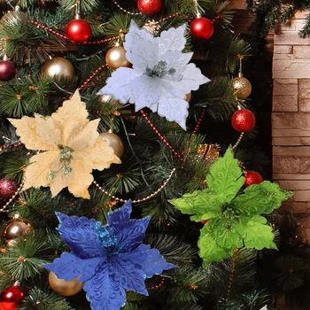 Bleščice Umetno Božično Cvetlični Okraski za Božič Drevo Obesek Ponaredek Cvetje za Poroko, Novo Leto Doma Odlikovanja
