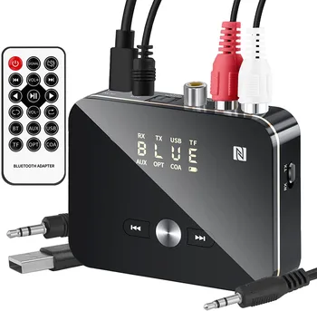 Bluetooth 5.0 Oddajnik Sprejemnik Zvočna kartica PC Speakek HiFi 3.5 mm AUX RCA Optični za TV/Avto/Home Zvočnik vgrajeni Bateriji