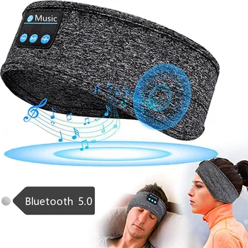 Bluetooth 5.0 Spalna Slušalke Športne Teče Glavo Mehko Elastično Udobno Brezžični Glasbeni Slušalke Oči Masko za Spalnik