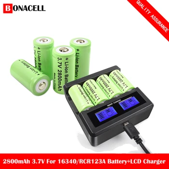 Bonacell 3,7 V 2800mAh Li-ion 16340 Baterija CR123A, Polnilne Baterije, CR123 za Lasersko Pero LED Svetilka Cell,Varnostne Kamere