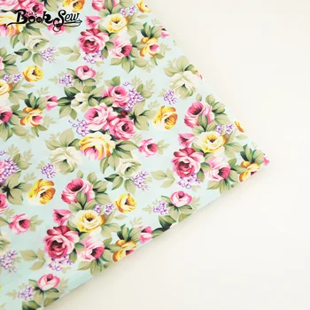 Booksew 100% Bombažna Poplin Tkanine, Tiskane Rose Design Svetlo Zelena Domačega Tekstilnega Tela DIY Za Krpanje Obrti Obleko Srajco Oblačila