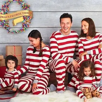 Božič Družinski Ujemanje Pižamo Nastavite Mati Otroci Trak Oblačila Baby Dekle, Igralne Obleke Božič Sleepwear Mamica Očka Otroci More