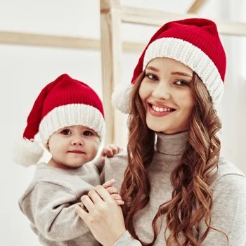 Božični klobuk, Kapa Klobuk otrok in odraslih klobuk Akril Pletene skp starši-otrok, Božični klobuk, toplo 1-4 let star klobuk