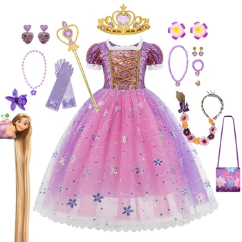 Dekleta Disney Princess Rapunzel Cosplay Obleke Rojstnodnevno Zabavo Za Noč Čarovnic Sofija Očesa Žogo Obleke Maturantski Kostum Otroci Pustne Obleke