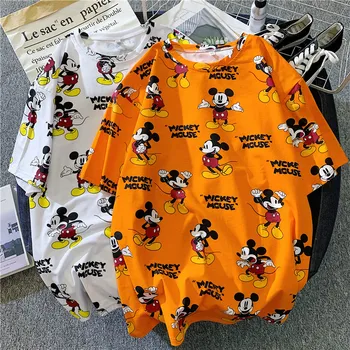 Disney Mickey Mouse Mickey kratka sleeved modni t-shirt ženski ins plima karikatura velikosti srednje in dolge obleke srčkan vrh
