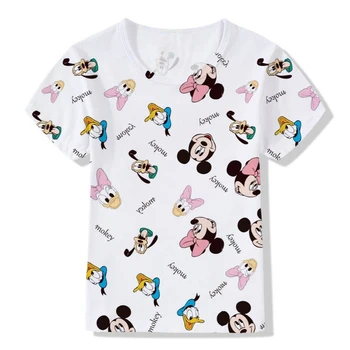 Disney otroška T-shirt Mickey Mouse, Donald Duck Minnie Mouse Tiskanih Risanka Priložnostne otroška Oblačila Poletje T-shirt