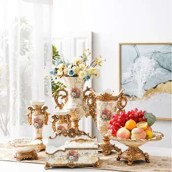 Evropski velika vaza obrt ornament sadje pladenj tkiva polje pepelnik doma, luksuzno obleko, dnevna soba dekoracijo
