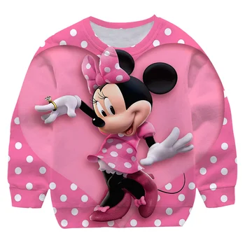 Fantje, Dekleta Obleke Baby Mickey Mouse Bombaž Hoodies Priložnostne Dolgimi Rokavi Risanka Minnie Majica 3-14 Let Otroci Ulične