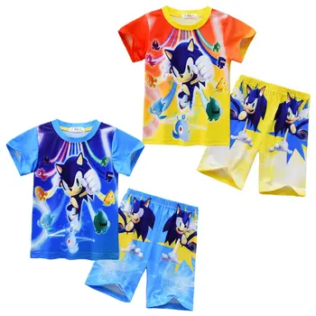 Fantje, Dekleta, Risanka Super Sonic Tiskanja Poletje Pižamo bo Ustrezala Otroci T-shirt+Kratke Hlače Obleko Šport Priložnostne Obleko Kostum