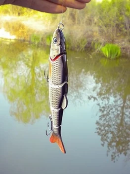 Fishing lure 5 segmentov ročice 3D oči ribe oblike ribolova kavelj 1pc