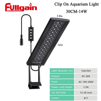 Fullgain 30 CM Akvarijske Luči Led Sladkovodnih Aqua LED to oznako Ip68 Vodotesen Celoten Spekter LED Zasajene Wrgb Smart Ribe Luči