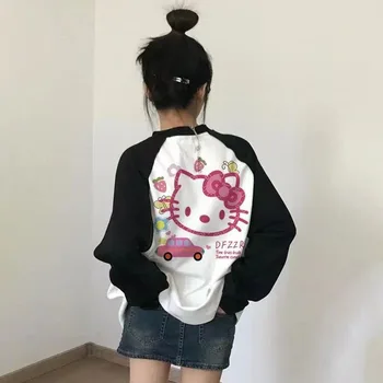 HelloKittys T-shirt Kawaii Sanrio vrh risanka luštna punca srce izvirno ustvarjalno bombaž dolgimi rokavi jakno darilo za dekleta