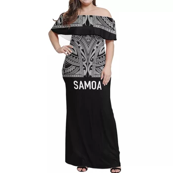 HYCOOL Samoa Plemenski Črno Dolgo Polinezijski Obleke Za Ženske Stranko Poroko Poletje Off Ramenski Večerno Obleko Maxi Obleke Bodycon
