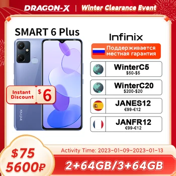 Infinix SMART PLUS 6 X6823C Globalni Različici 5000mAh Baterije 6.82