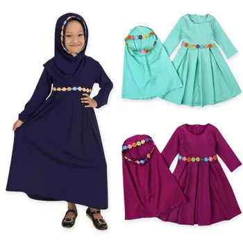 Jeseni, Pozimi Obleko Muslimansko Dekle, Dolg Rokav Obleka Otrok Kompleti Oblačil Baby Girl Oblačenja+Šal Stranka Poročno Obleko Muslimanskih Določa