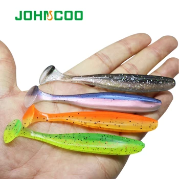 JOHNCOO Enostavno Shiner Mehke Vabe Čepa Silikonski Lure T-Rep Fishing Lure 65mm/1.85 g 90 mm/4.6 g Swimbait Umetno Wobblers Ščuka Lure