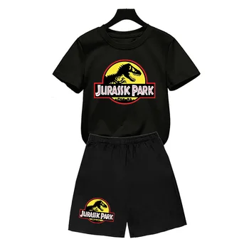 Jurassic Park, Oblačila za otroke Priložnostne Vrhovi Poletje otroška T-shirt Jurassic Park, T Shirt Fant dekle Dinozaver majica Oblačila Sklop