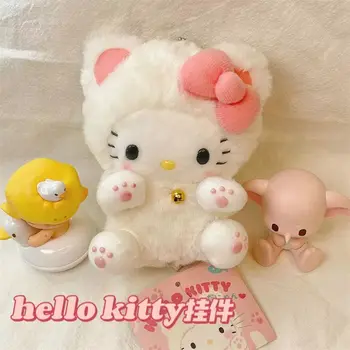 Kawaii Sanrioed Anime Risanke serije HelloKitty srčkan moda mehki pliš keychain nahrbtnik okrasite obesek lutka Igrača majhno darilo