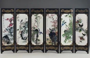 Kitajski woodcarving zaslon, lak obraz ugoden ptica kaligrafije in slikarstva, dekorativni obrti